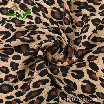 Tessuto crepe di poliestere chiffon stampato leopardo 75D